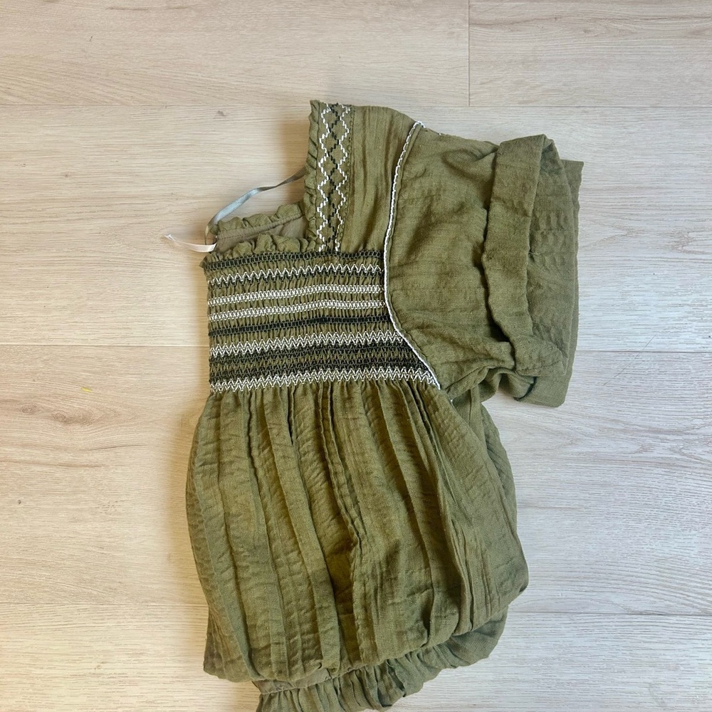 Free People Green Bubble Hem Top Size Small - Picture 5 of 5